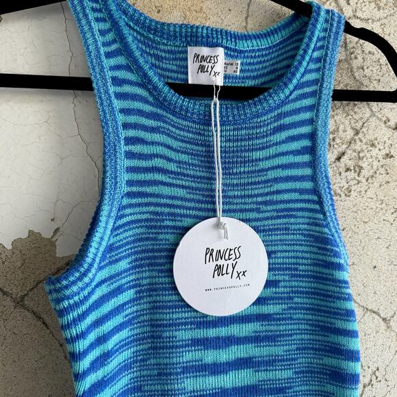 NWT Princess Polly Zillah Knit Bodycon Mini Dress Blue Striped Size 8 - Picture 5 of 9